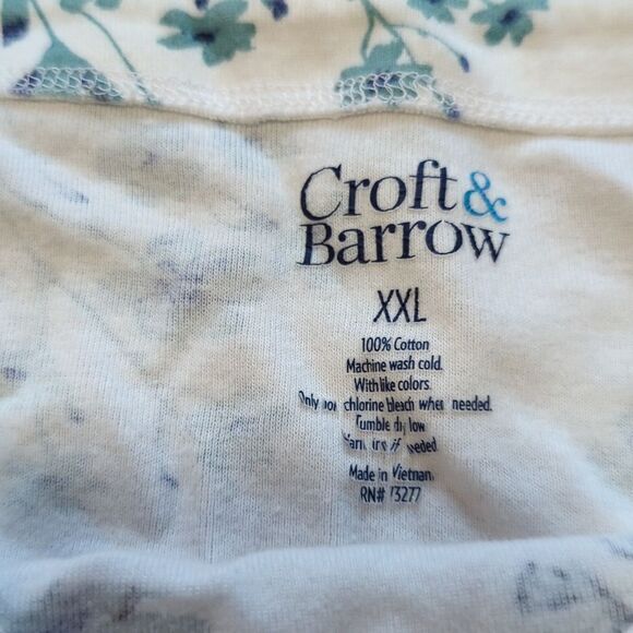 Women's Croft & Barrow white blouse with teal floral print size XXL - Picture 4 of 4